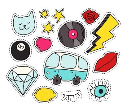Fashion patch badges set Illustrazione stock