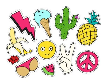 Fashion patch badges set Stock Illustration