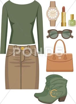 Fashion set with a skirt and a sweater Stock Illustration