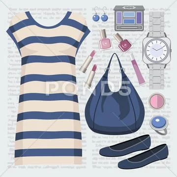 Fashion set with a tunic Stock Illustration