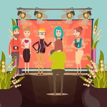 Fashion Show Interview Composition Stock Illustration