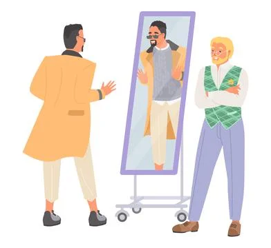 Fashion stylist working with client flat vector Stock Illustration