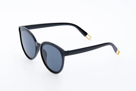 Fashion sunglasses black frames on white background. Stock Photos