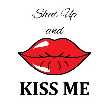 Kiss me slogan print with realistic 3d lip Vector Image