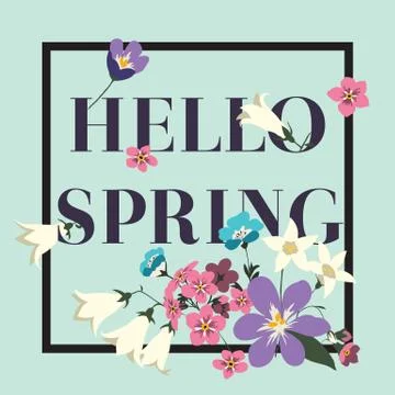 Fashion vector poster Hello spring Stock Illustration