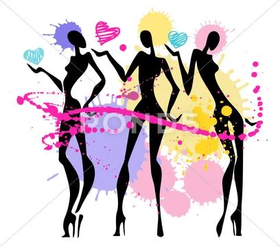 Fashion women. party. Stock Illustration