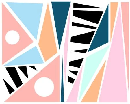 Fashionable background set of geometric elements of memphis cards. Stock Illustration