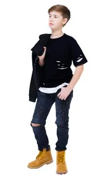 Fashionable boy on white Stock Photos