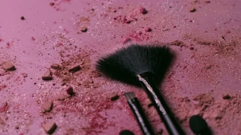 Fashionable cosmetic background with decorative crumbled cosmetics Stock Footage 221582575