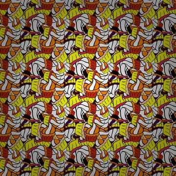 Fashionable fabric pattern. Vector. Doodles yellow, white and black on colors. S Stock Illustration