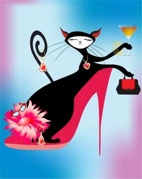 Fashionable kitty Stock Illustration