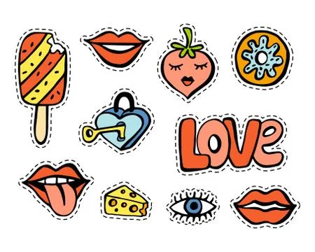 Fashionable patch set Illustrazione stock