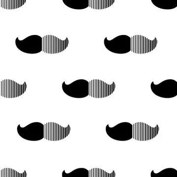 Fashionable Seamless pattern with a mustache. Vector. Stock Illustration