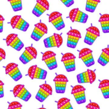 A fashionable toy with a simple dimple of rainbow color on a white background. Stock-Illustration