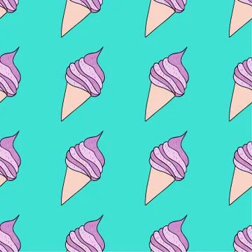 Fashionable vector seamless pattern with sweet food Stock Illustration