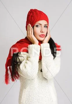 Fashionable young brunette woman. Stock Photos