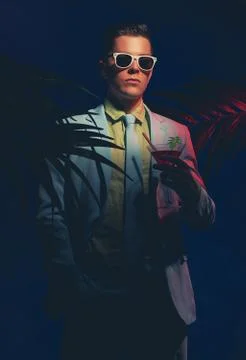 Fashionable Young Man Holding Cocktail Drink Stock Photos