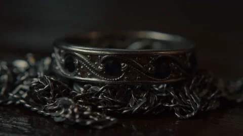 Fashioned ring with gem stones. Stock Footage 169356385