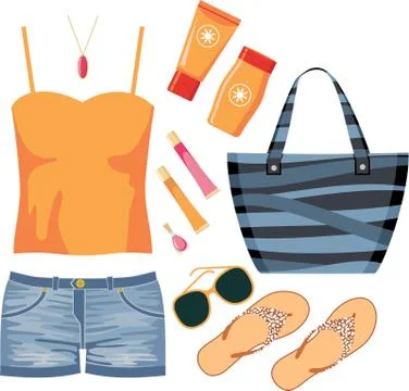 Fashionset of summer clothes Stock Illustration