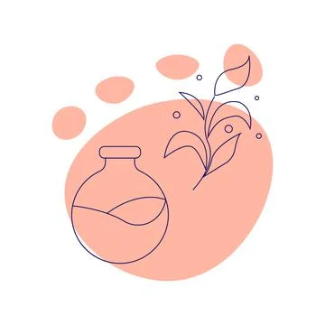Fask with flower. Esoteric symbol. Hand drawn linear Illustrazione stock