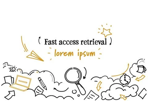 Fast access retrieval concept sketch doodle horizontal isolated copy space Stock Illustration