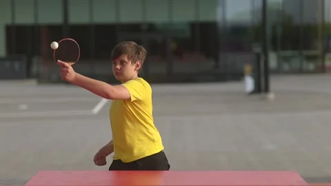 Fast Action Ping Pong - Young Boy Stock Footage 336274571