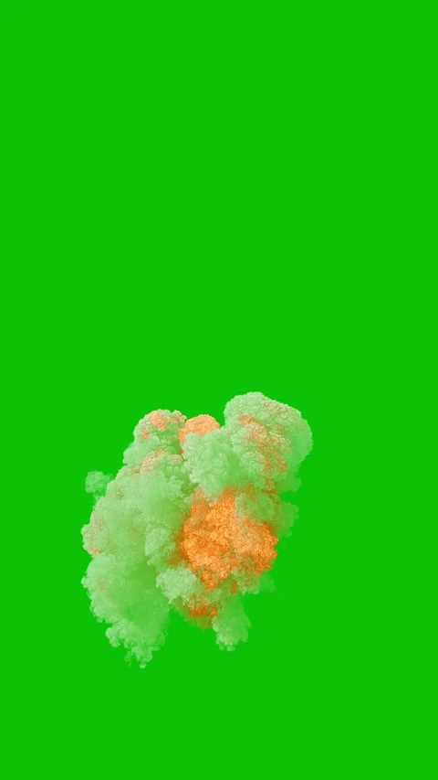 Fast Aerial Large Explosion with some Trails of tiny debris and dense Smoke Video stock 311379680