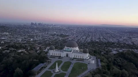 Fast aerial orbit of the Griffith Observatory at night. Stock Footage 165129645