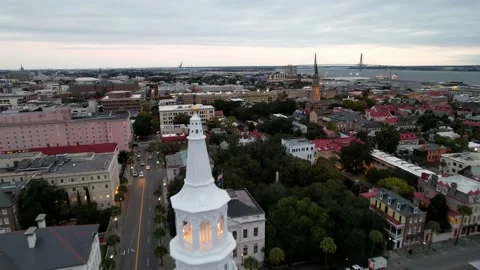 Fast aerial pullout st michaels church in charleston sc, south carolina Stock Footage 164522331