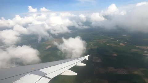 Fast airplane land, wing view close up Stock Footage 131175766
