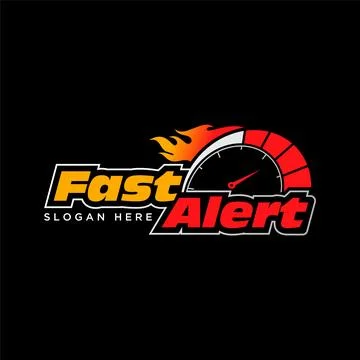 Fast Alert speedometer fire flame sport car perform automotive bar control Stock Illustration
