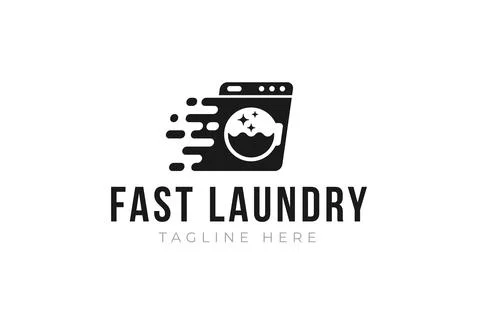 Fast and clean laundry logo design template. Washing machine with fast effe.. Stock Illustration