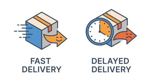 Fast and delayed delivery icon set Stock Illustration