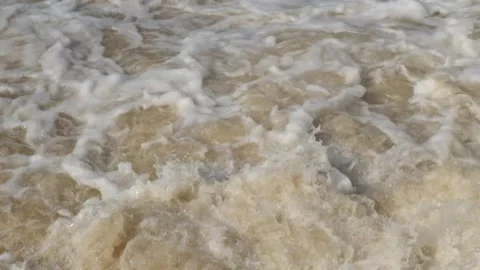 Fast and murky river cascade brown and foamy Stock Footage 321282015