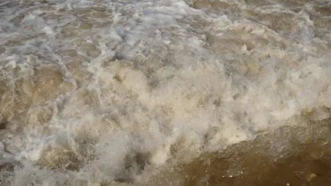 Fast and murky river cascade brown and foamy Stock Footage 321282019