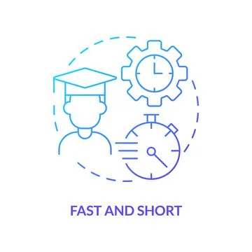 Fast and short blue gradient concept icon Stock Illustration