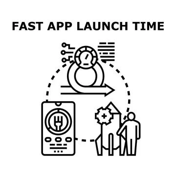 Fast app launch time with efficient development process 库存插图