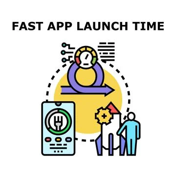 Fast app launch time with efficient development process Stock Illustration