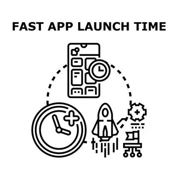 Fast application launch time concept developing 스톡 일러스트