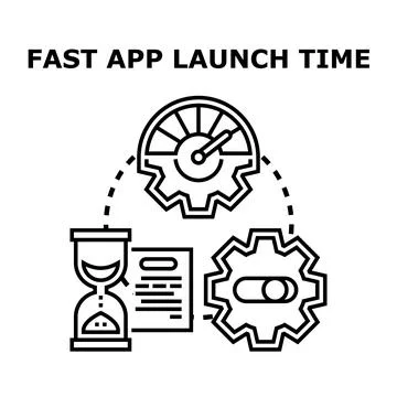 Fast application launch time speed development concept Stockillustratie