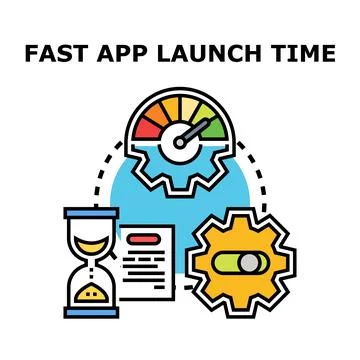 Fast application launch time speed development concept Stock Illustration