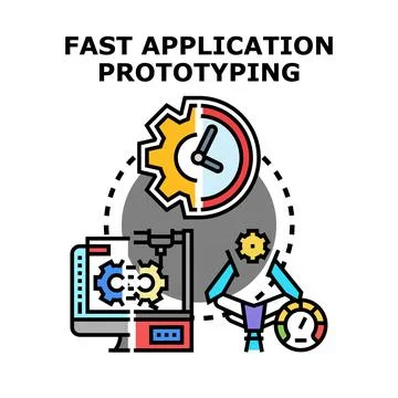 Fast application prototyping developing software product solutions Stock Illustration