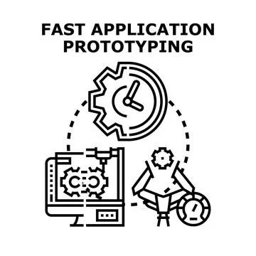Fast application prototyping developing software product solutions Stock Illustration