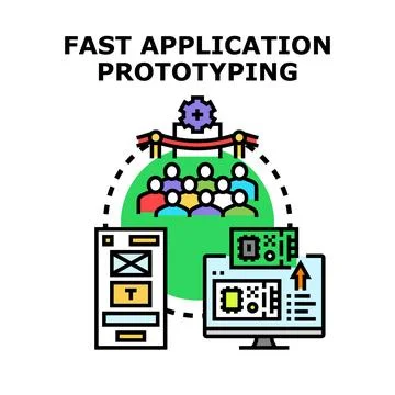 Fast application prototyping development process concept 스톡 일러스트