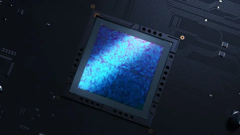 Fast assembly from the components of the cpu on a microcircuit. the concept o Stock-Footage 165780296