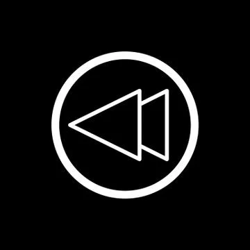 Fast back rewind media player vector icon. Linear outline icon isolated on black Stock Illustration