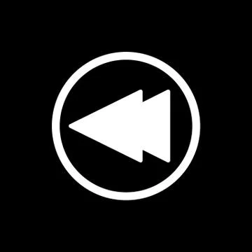 Fast back rewind media player vector icon. Linear outline icon isolated on black Stock Illustration