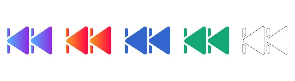 Fast Backward Media Control Icon Collection Illustrazione stock