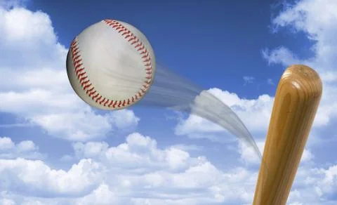 Fast Baseball Hit. Stock Photos