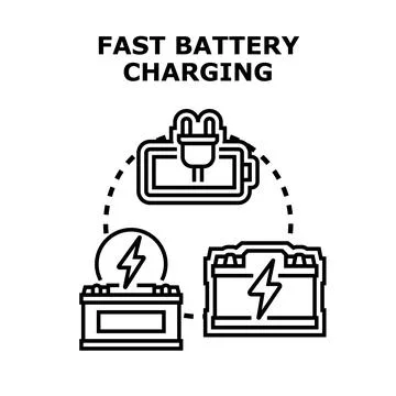 Fast battery charging technology concept icons Stockillustratie